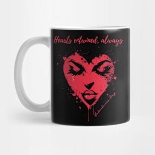 Hearts entwined, always. A Valentines Day Celebration Quote With Heart-Shaped Woman Mug